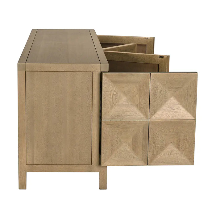 Noir Furniture - Quadrant 4 Door Sideboard in Washed Walnut - GCON231WAW-4 - GreatFurnitureDeal
