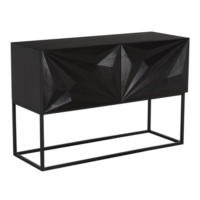 Noir Furniture - Small Zurich Console in Ebony Walnut with Steel - GCON262EB-S - GreatFurnitureDeal