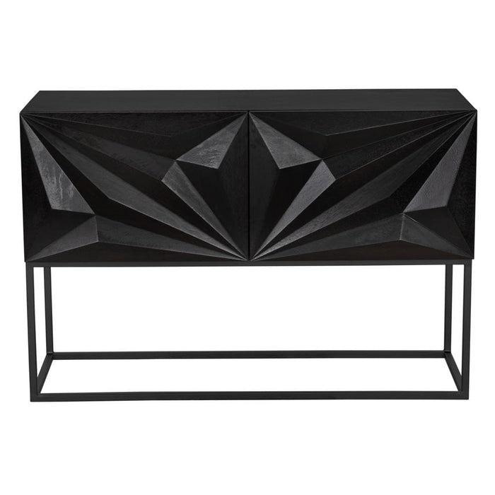 Noir Furniture - Small Zurich Console in Ebony Walnut with Steel - GCON262EB-S - GreatFurnitureDeal