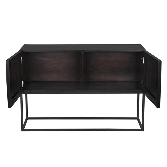 Noir Furniture - Small Zurich Console in Ebony Walnut with Steel - GCON262EB-S - GreatFurnitureDeal
