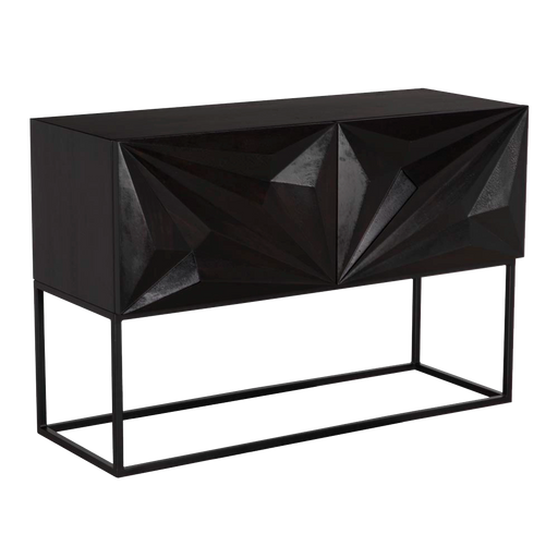 Noir Furniture - Small Zurich Console in Ebony Walnut with Steel - GCON262EB-S - GreatFurnitureDeal