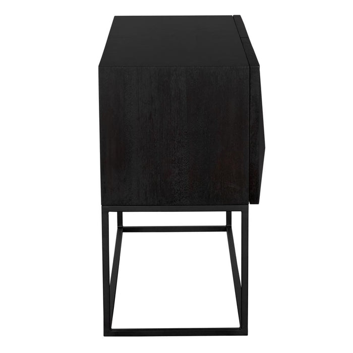 Noir Furniture - Small Zurich Console in Ebony Walnut with Steel - GCON262EB-S - GreatFurnitureDeal