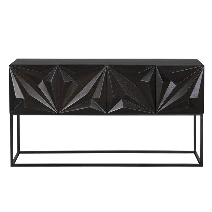 Noir Furniture - Zurich Console Table in Ebony Walnut with Steel - GCON262EB - GreatFurnitureDeal