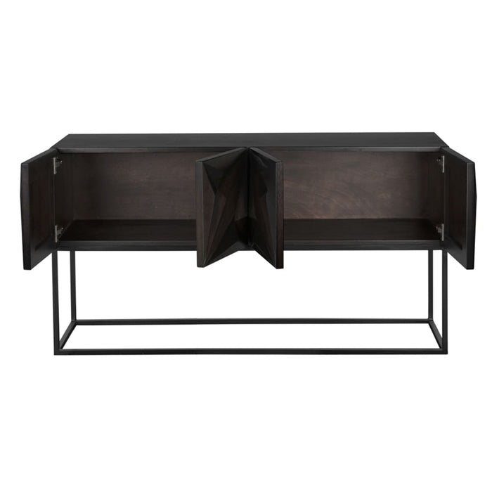 Noir Furniture - Zurich Console Table in Ebony Walnut with Steel - GCON262EB - GreatFurnitureDeal