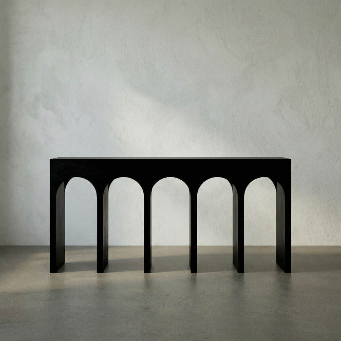 NOIR Furniture - Bridge Console, Hand Rubbed Black - GCON287HB - GreatFurnitureDeal