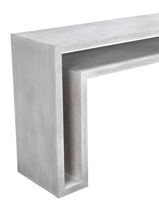 Noir Furniture - Caine Console Table in White Wash - GCON325WH - GreatFurnitureDeal
