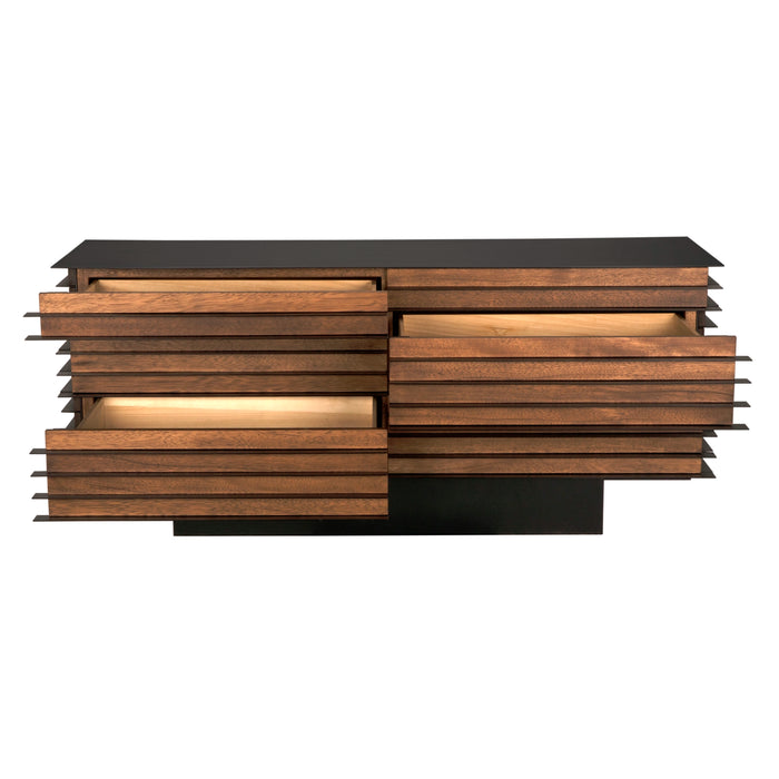 Noir Furniture - Elevation Sideboard, Dark Walnut with Steel - GCON347DW
