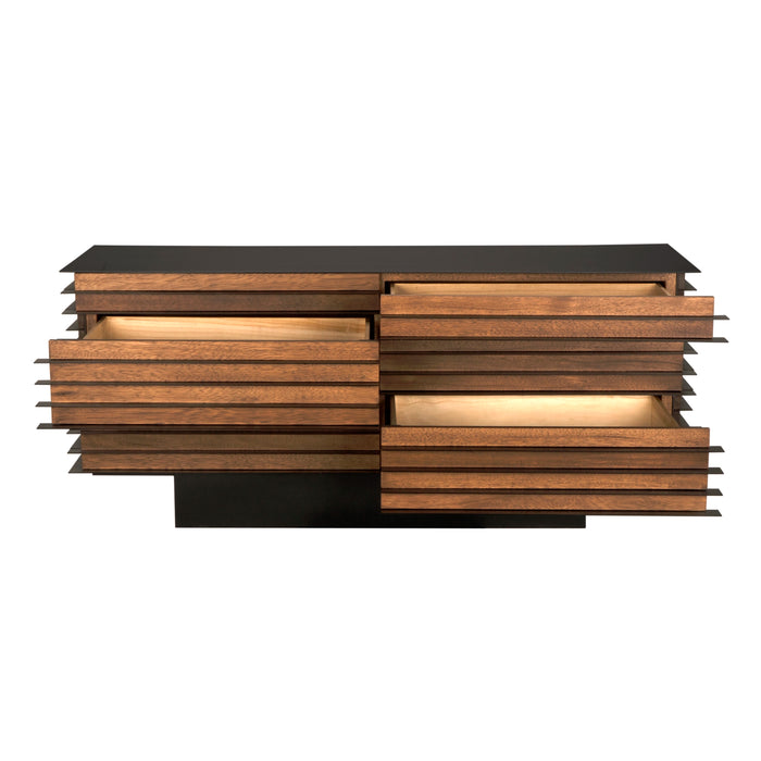 Noir Furniture - Elevation Sideboard, Dark Walnut with Steel - GCON347DW