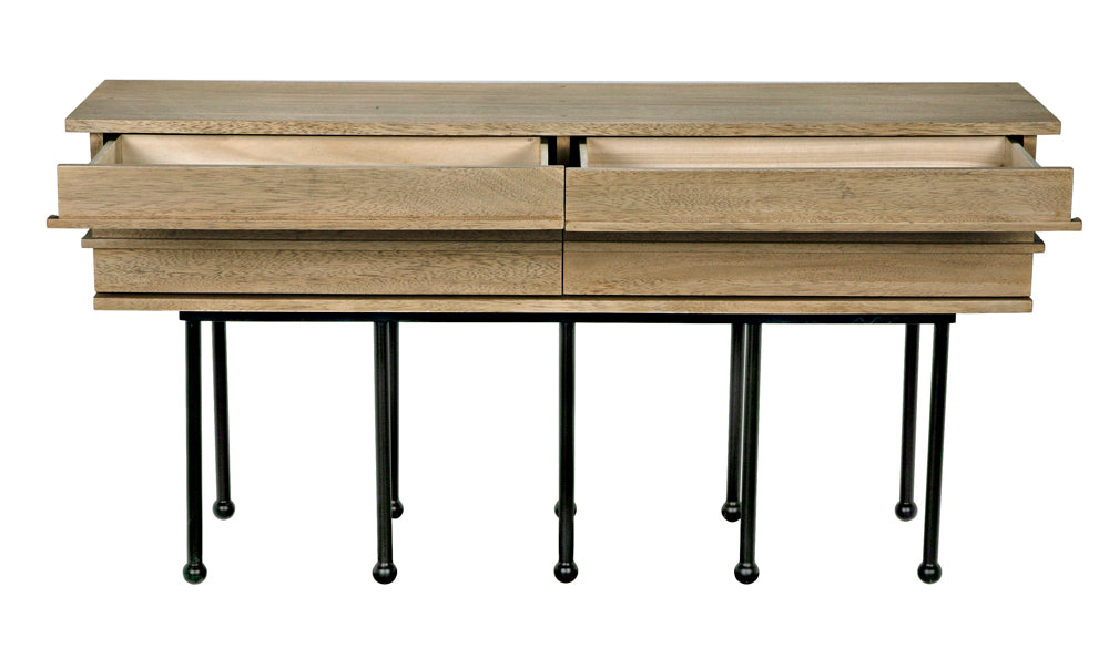 Noir Furniture - Oliver Console Table in Washed Walnut - GCON355WAW - GreatFurnitureDeal