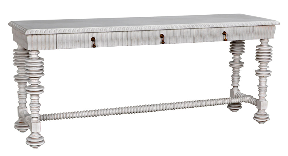 Noir Furniture - Portuguese Console Table in White Wash - GCON376WH - GreatFurnitureDeal