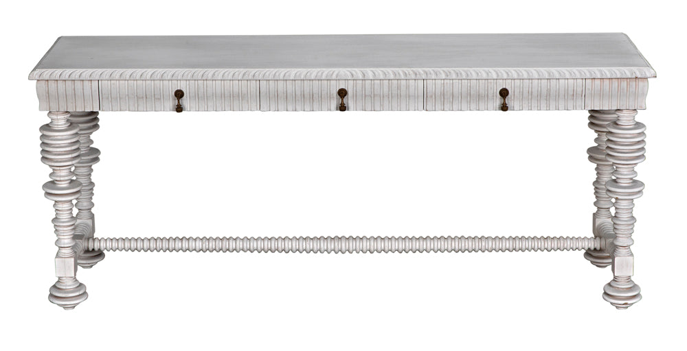 Noir Furniture - Portuguese Console Table in White Wash - GCON376WH - GreatFurnitureDeal