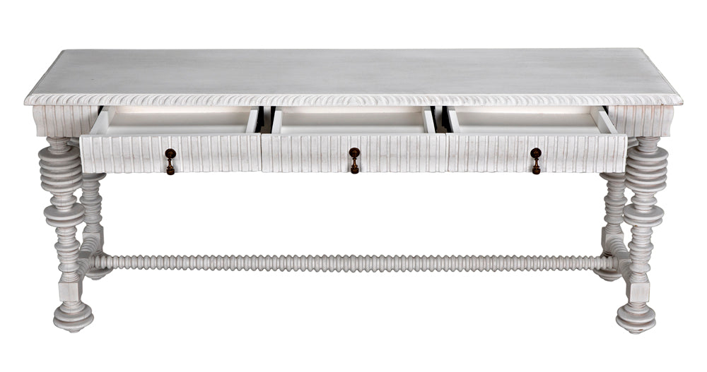 Noir Furniture - Portuguese Console Table in White Wash - GCON376WH - GreatFurnitureDeal