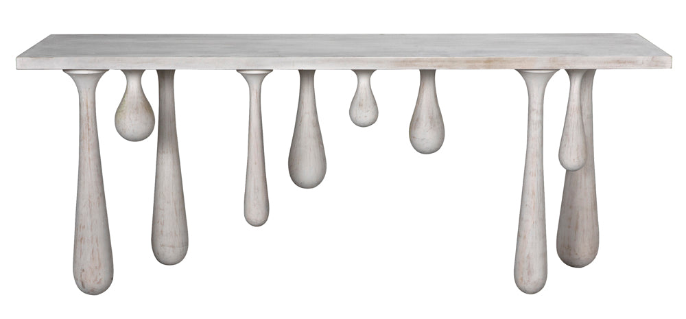 Noir Furniture - Drop Console Table in White Wash - GCON377WH - GreatFurnitureDeal