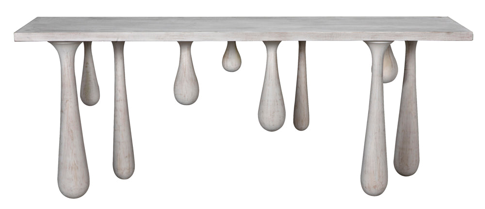 Noir Furniture - Drop Console Table in White Wash - GCON377WH - GreatFurnitureDeal