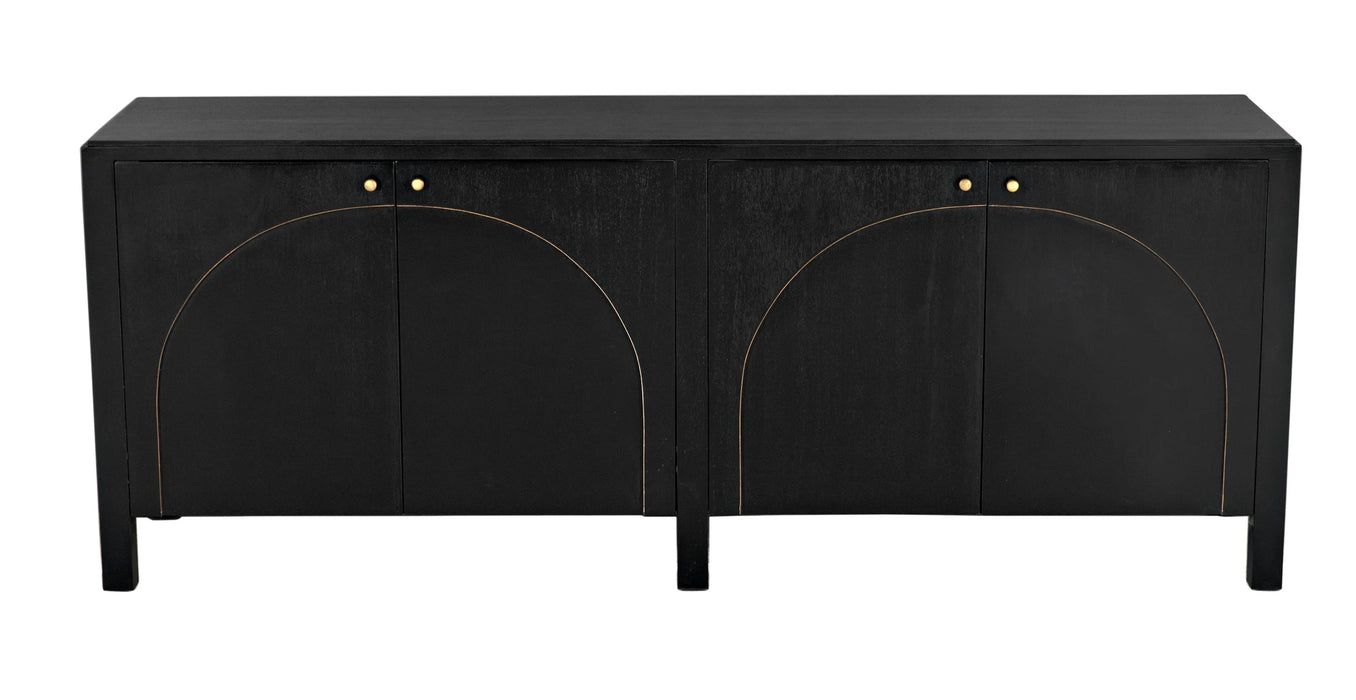 NOIR Furniture - Weston Sideboard, Hand Rubbed Black with Light Brown Trim - GCON386HB