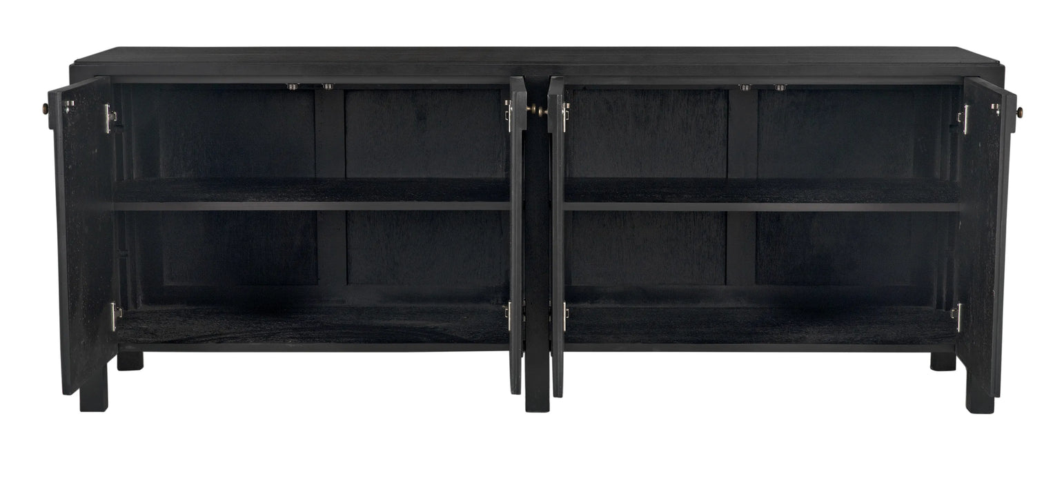 NOIR Furniture - Weston Sideboard, Hand Rubbed Black with Light Brown Trim - GCON386HB