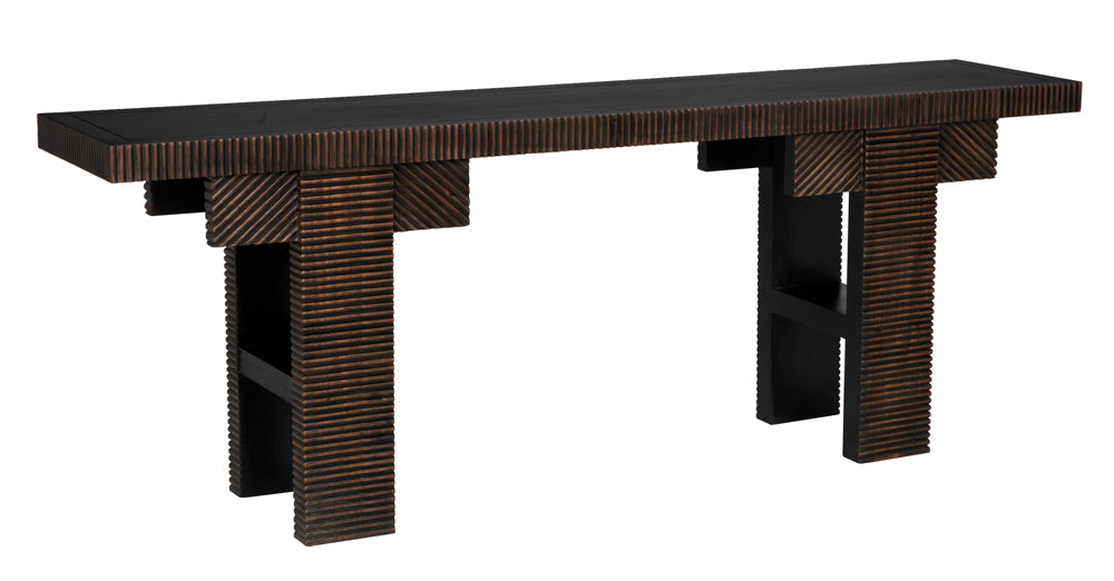 Noir Furniture - Nabu Console Table in Hand Rubbed Black with Light Brown Trim - GCON387HB - GreatFurnitureDeal