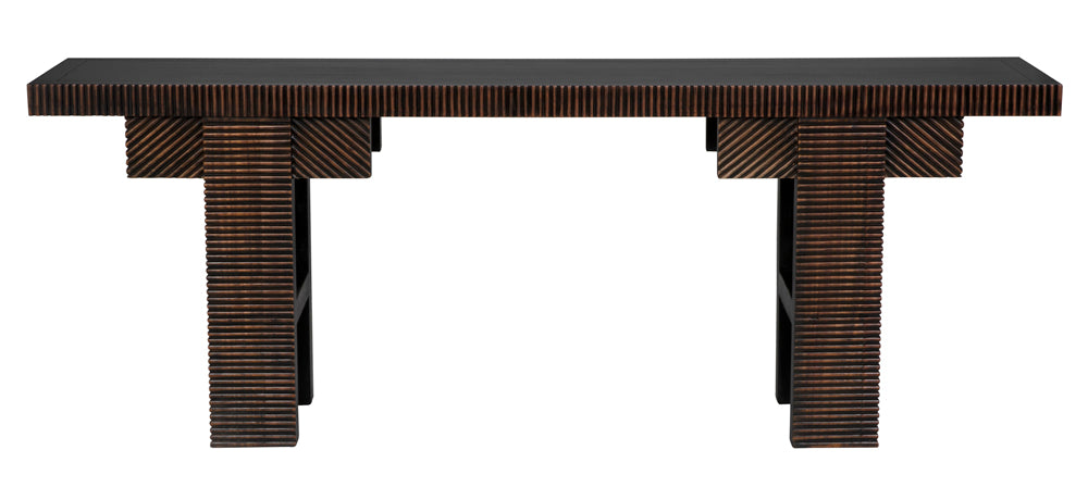Noir Furniture - Nabu Console Table in Hand Rubbed Black with Light Brown Trim - GCON387HB - GreatFurnitureDeal