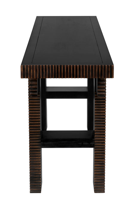 Noir Furniture - Nabu Console Table in Hand Rubbed Black with Light Brown Trim - GCON387HB - GreatFurnitureDeal