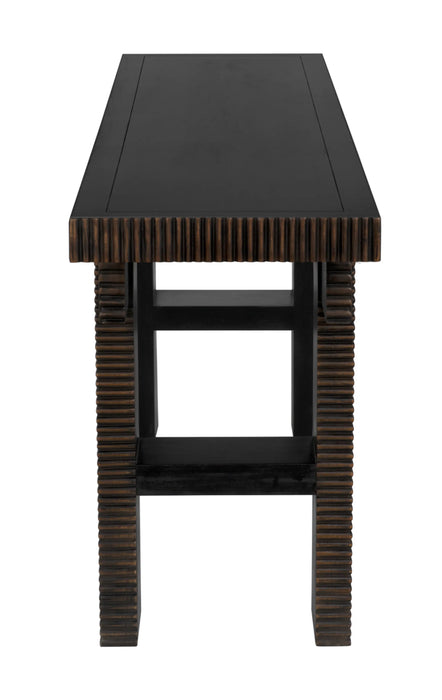 Noir Furniture - Nabu Console, Hand Rubbed Black with Light Brown Trim - GCON387HB