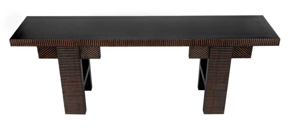 Noir Furniture - Nabu Console Table in Hand Rubbed Black with Light Brown Trim - GCON387HB - GreatFurnitureDeal