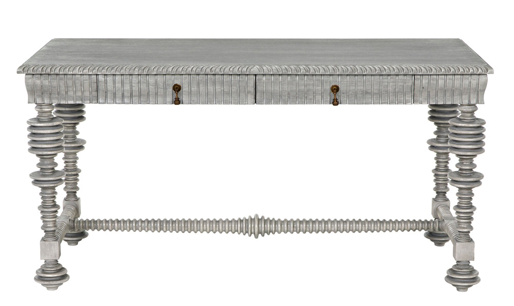 Noir Furniture - Portuguese Desk Small in Distressed Grey - GDES115DGR-S - GreatFurnitureDeal