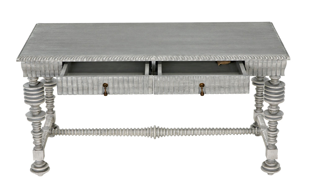 Noir Furniture - Portuguese Desk Small in Distressed Grey - GDES115DGR-S - GreatFurnitureDeal