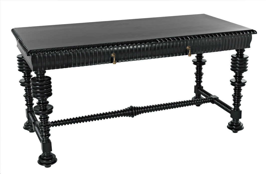NOIR Furniture - Portuguese Desk, Small (60"), Hand Rubbed Black - GDES115HB-S - GreatFurnitureDeal