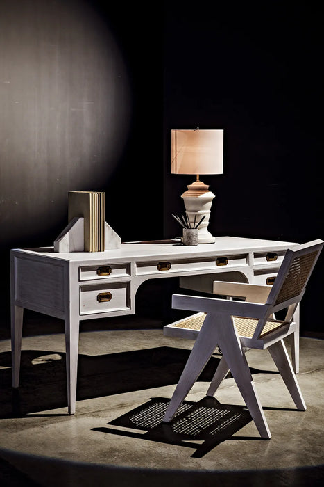 NOIR Furniture - Africa Desk, White Wash - GDES174WH - GreatFurnitureDeal