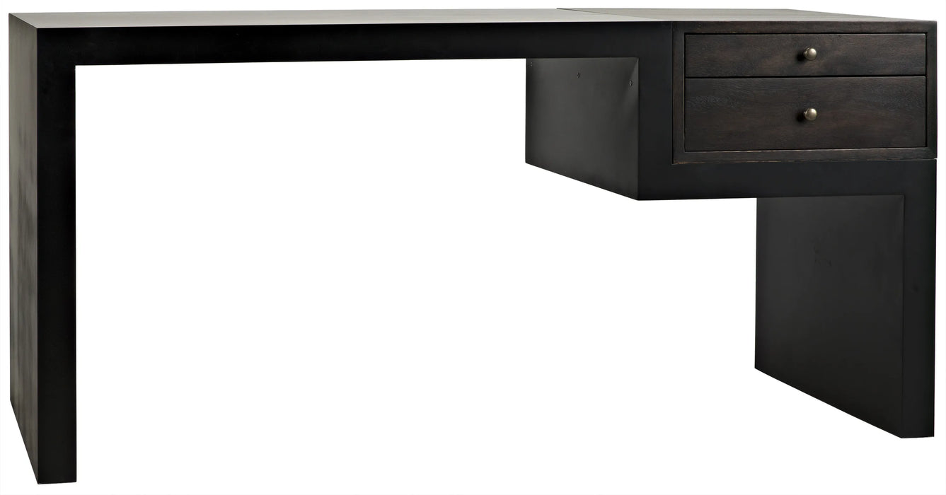 NOIR Furniture - Alvaro Desk, Black Metal, Ebony Walnut - GDES179MTB - GreatFurnitureDeal