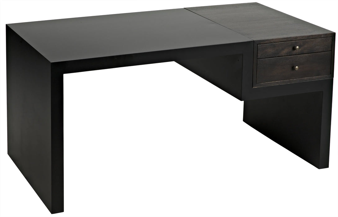 NOIR Furniture - Alvaro Desk, Black Metal, Ebony Walnut - GDES179MTB - GreatFurnitureDeal