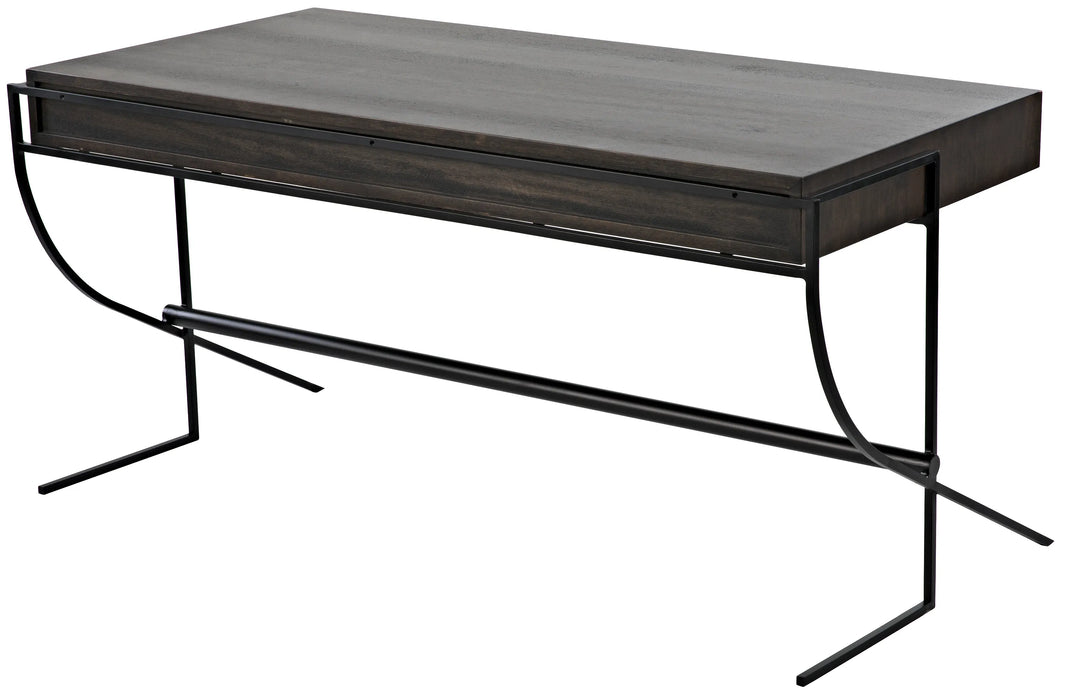 NOIR Furniture - Berlin Desk, Ebony Walnut with Metal - GDES181EB