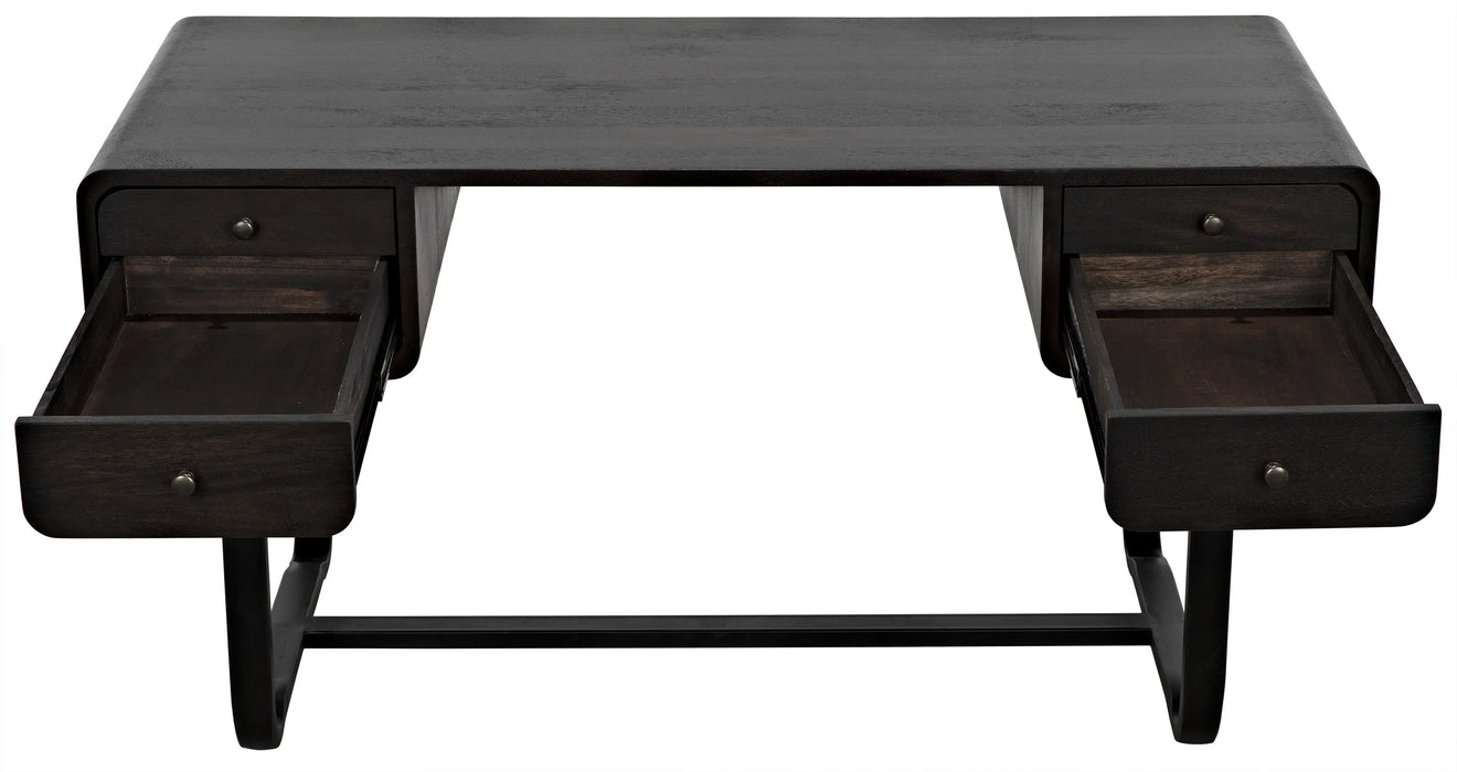 NOIR Furniture - Voltes Desk, Ebony Walnut, Black Metal - GDES185EB - GreatFurnitureDeal
