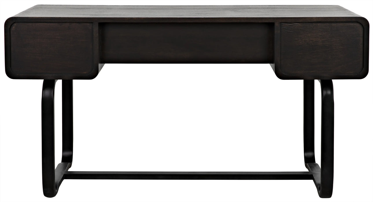 NOIR Furniture - Voltes Desk, Ebony Walnut, Black Metal - GDES185EB - GreatFurnitureDeal