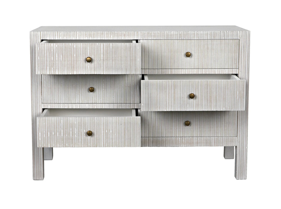 Noir Furniture - Conrad 6 Drawer Dresser, White Wash - GDRE221WH - GreatFurnitureDeal