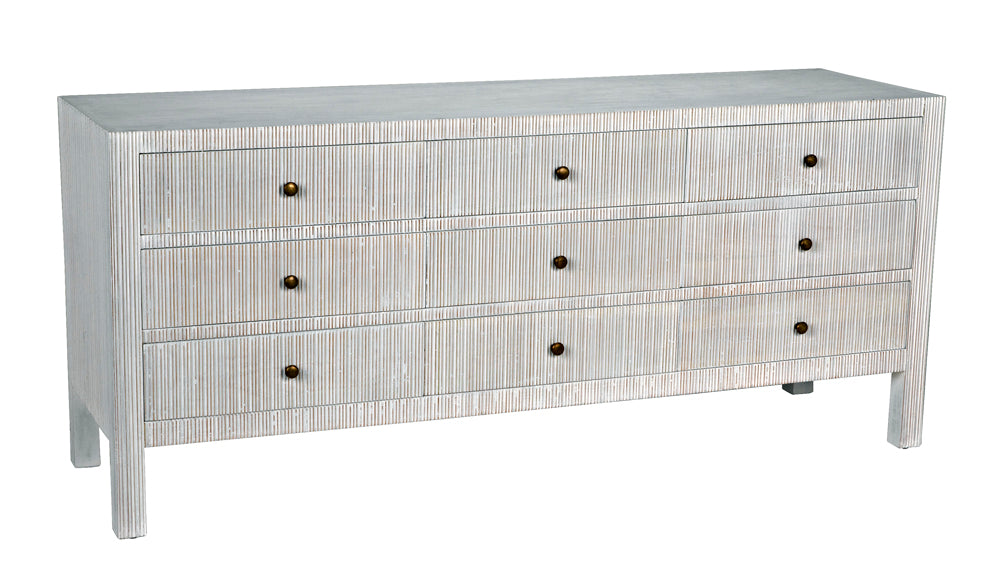 Noir Furniture - Conrad 9 Drawer Dresser in White Wash - GDRE222WH - GreatFurnitureDeal