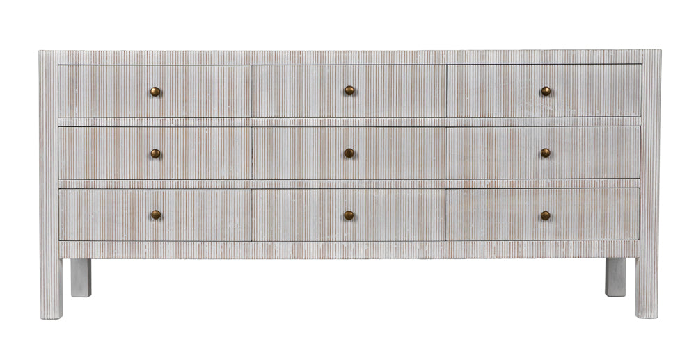 Noir Furniture - Conrad 9 Drawer Dresser in White Wash - GDRE222WH - GreatFurnitureDeal