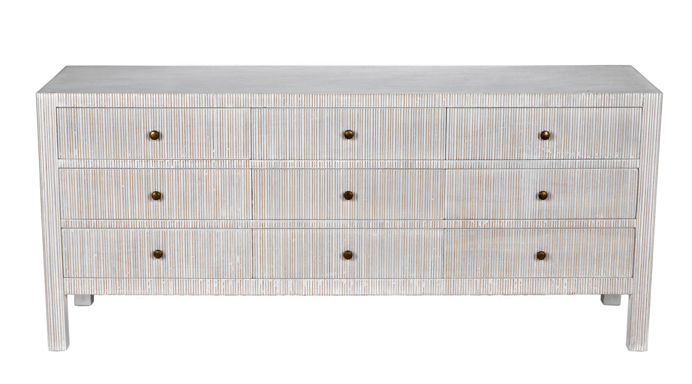 Noir Furniture - Conrad 9 Drawer Dresser in White Wash - GDRE222WH - GreatFurnitureDeal