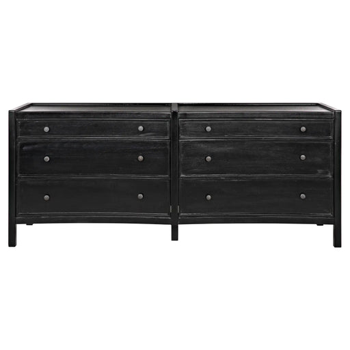 NOIR Furniture - Hampton 6 Drawer Dresser, Hand Rubbed Black - GDRE241HB-2 - GreatFurnitureDeal