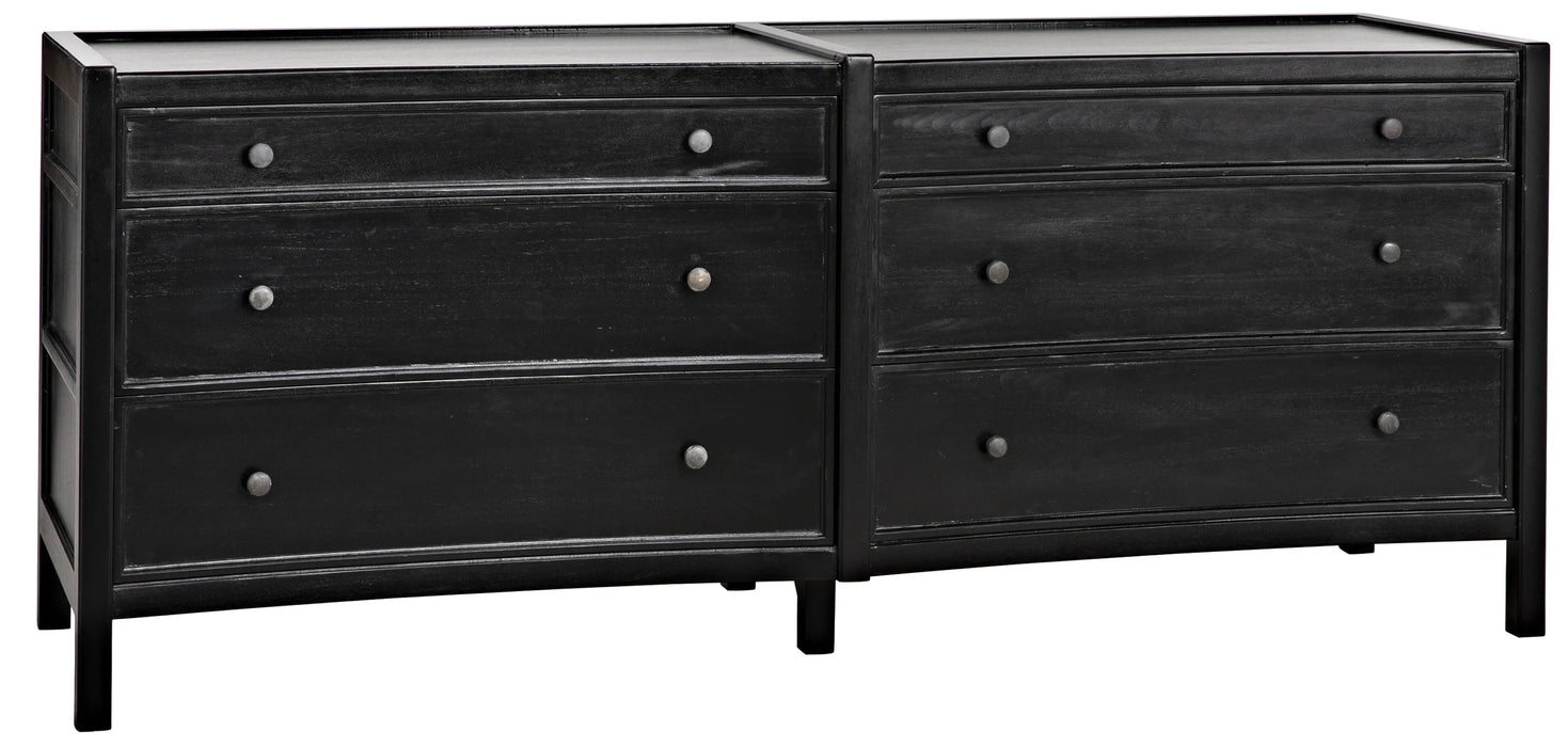 NOIR Furniture - Hampton 6 Drawer Dresser, Hand Rubbed Black - GDRE241HB-2