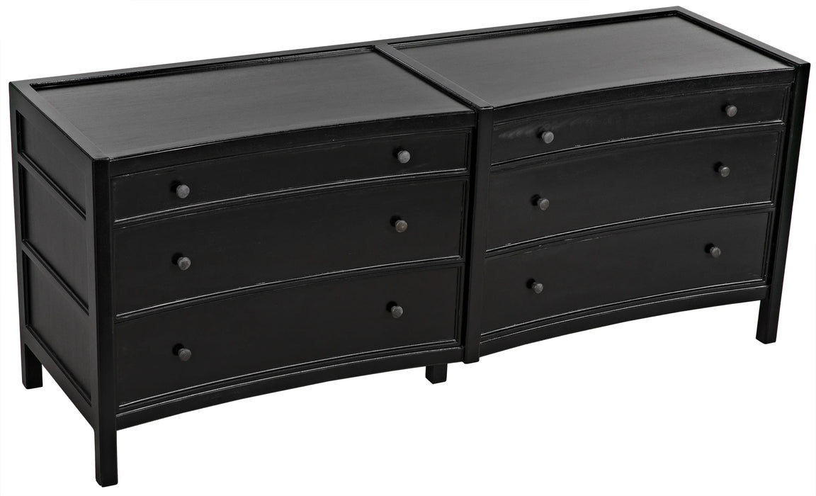 NOIR Furniture - Hampton 6 Drawer Dresser, Hand Rubbed Black - GDRE241HB-2 - GreatFurnitureDeal