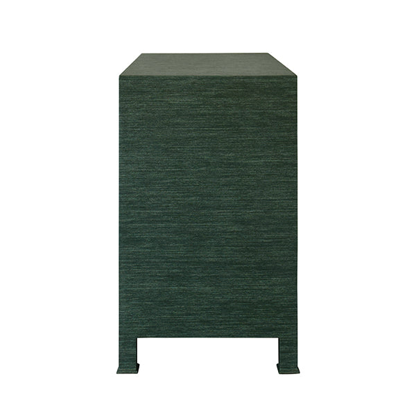 Worlds Away - Three Drawer Chest With Antique Brass Circle Hardware In Dyed Green Grasscloth - GETTY GR - GreatFurnitureDeal