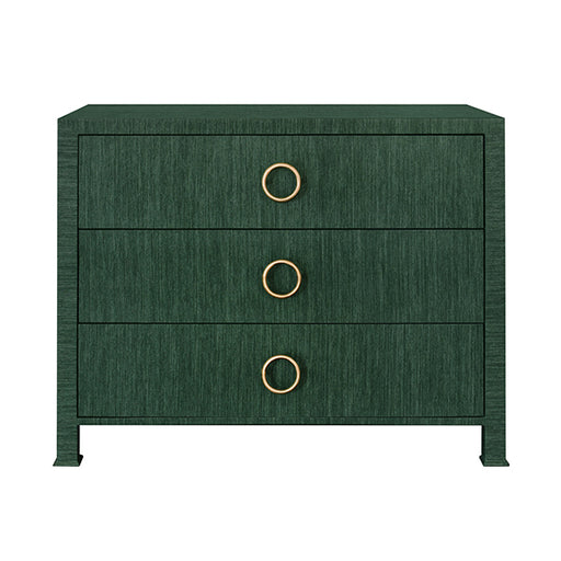 Worlds Away - Three Drawer Chest With Antique Brass Circle Hardware In Dyed Green Grasscloth - GETTY GR - GreatFurnitureDeal