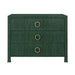 Worlds Away - Three Drawer Chest With Antique Brass Circle Hardware In Dyed Green Grasscloth - GETTY GR - GreatFurnitureDeal