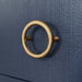 Worlds Away - Three Drawer Chest With Antique Brass Circle Hardware In Textured Navy Linen - GETTY NVY - GreatFurnitureDeal