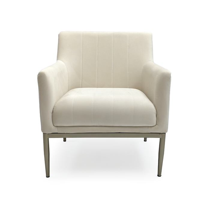 Zentique - White Velvet Arm Chair - GH011-VW - GreatFurnitureDeal