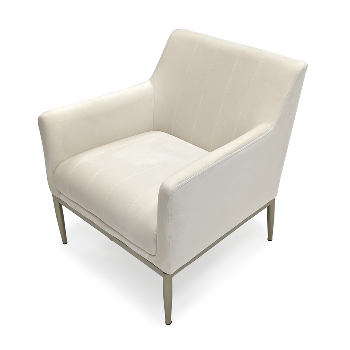 Zentique - White Velvet Arm Chair - GH011-VW - GreatFurnitureDeal