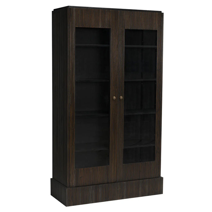 NOIR Furniture - Noho Hutch in Hand Rubbed Black with Light Brown Trim - GHUT151HB