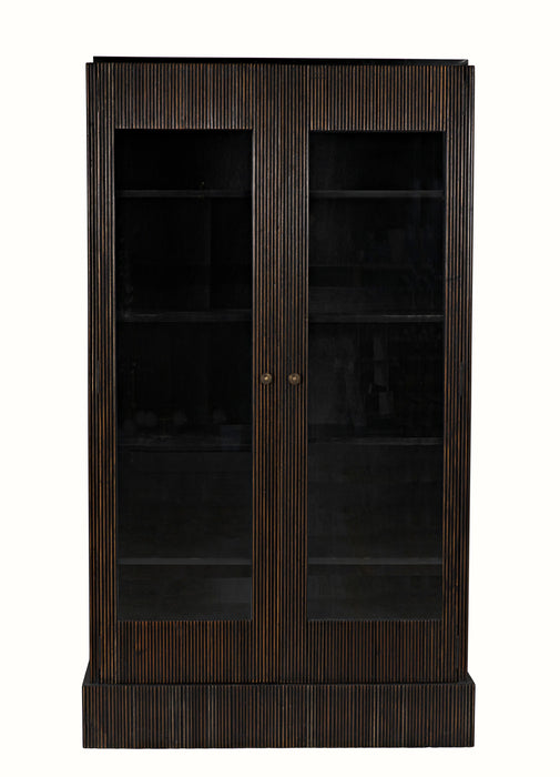 NOIR Furniture - Noho Hutch in Hand Rubbed Black with Light Brown Trim - GHUT151HB