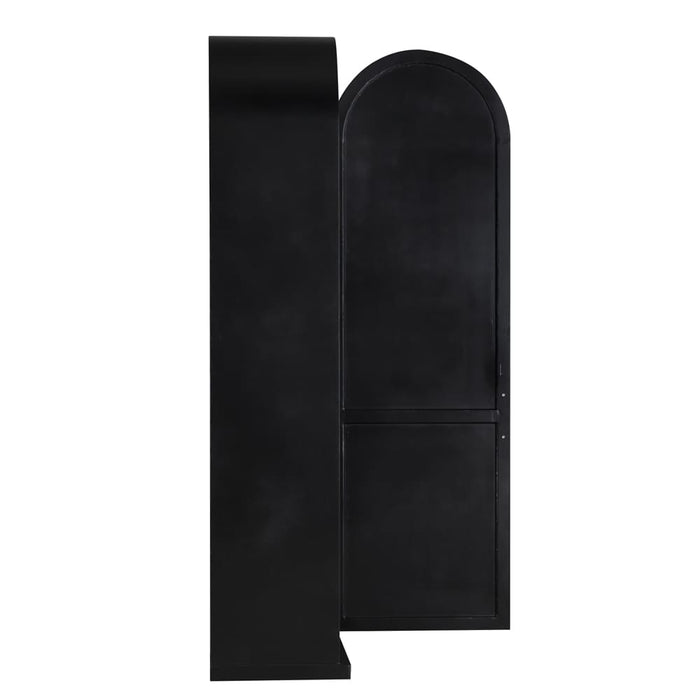 Noir Furniture - New Tyrol Hutch, Left in Matte Black - GHUT166MTB-L - GreatFurnitureDeal